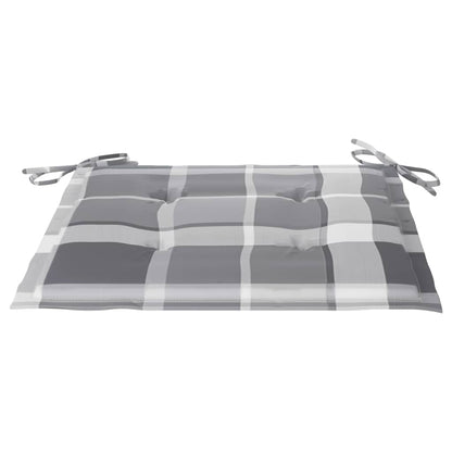 Sedie Giardino Cuscini Motivo Quadri Grigio 3pz Massello Teak - homemem39