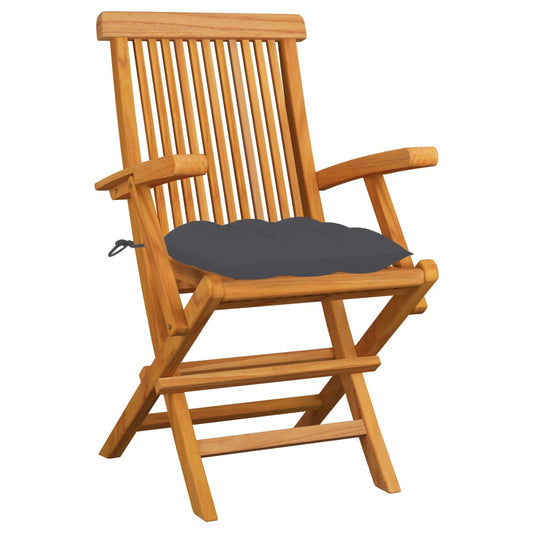 Sedie da Giardino con Cuscini Antracite 3pz Legno Massello Teak - homemem39