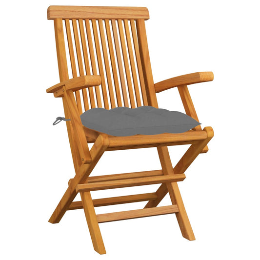 Sedie da Giardino con Cuscini Grigi 3pz Legno Massello di Teak - homemem39