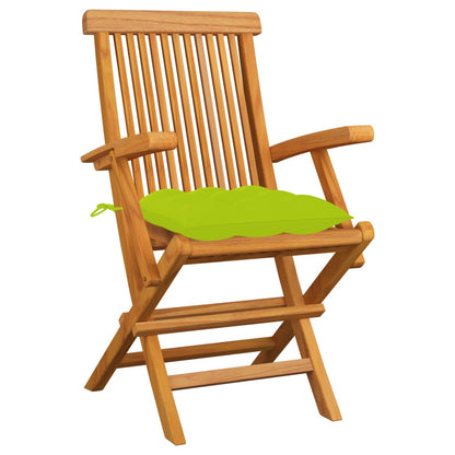 Sedie Giardino con Cuscini Verde Chiaro 3pz Legno Massello Teak - homemem39