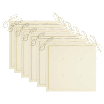Sedie da Giardino con Cuscini Crema 6 pz Legno Massello di Teak - homemem39