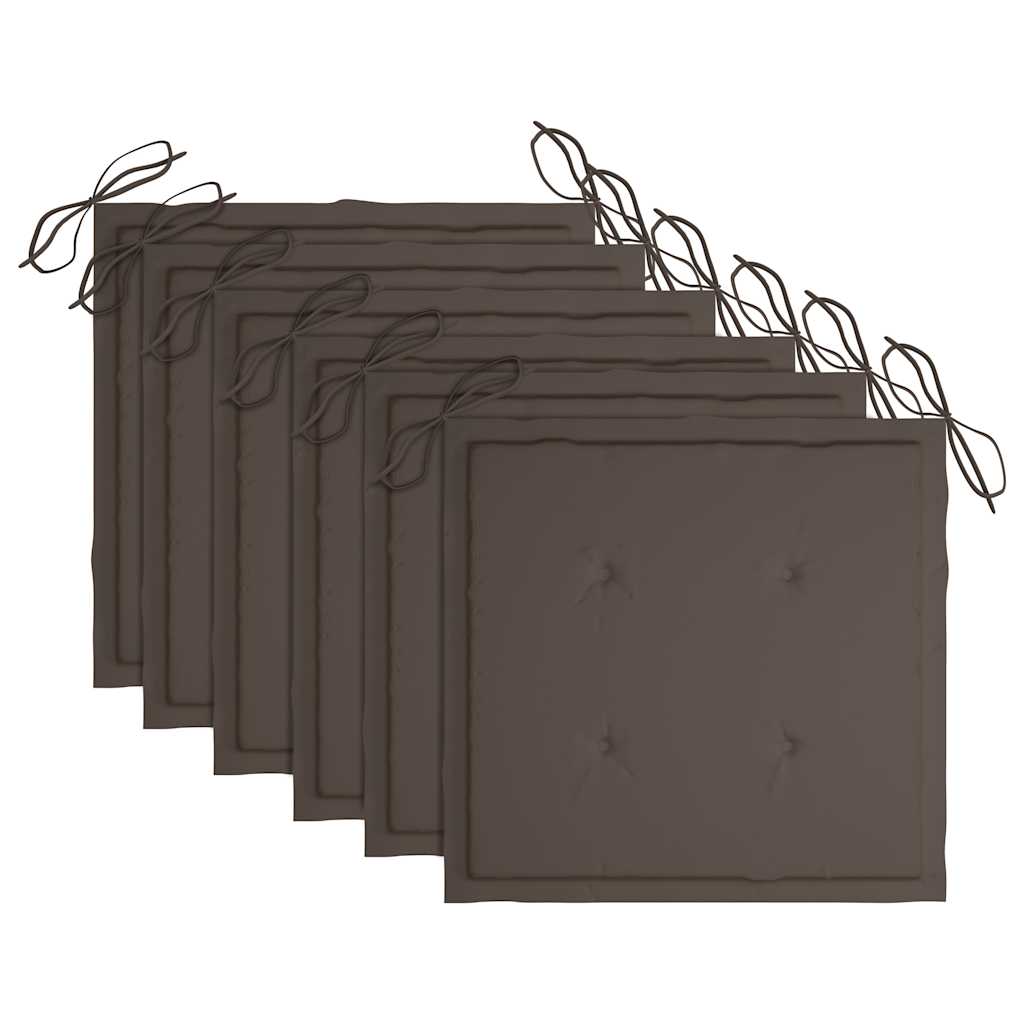 Sedie da Giardino con Cuscini Tortora 6 pz Legno Massello Teak - homemem39