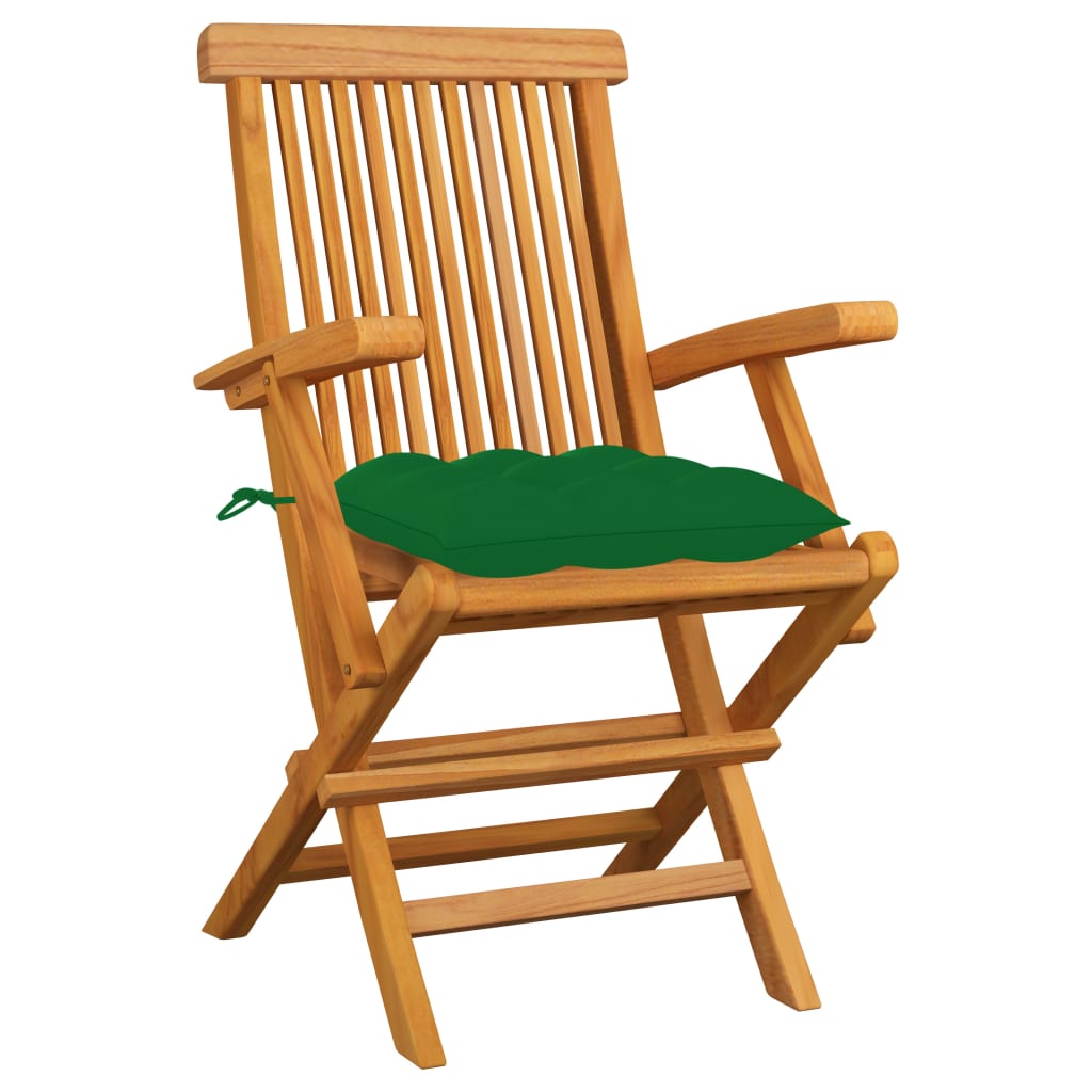 Sedie da Giardino con Cuscini Verdi 6 pz Legno Massello di Teak - homemem39