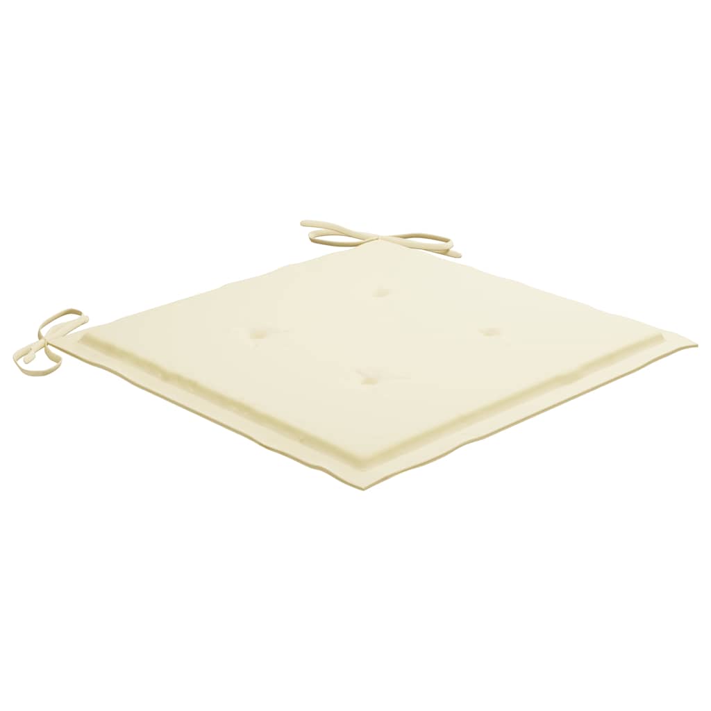 Sedie da Giardino con Cuscini Crema 4 pz Massello di Teak - homemem39