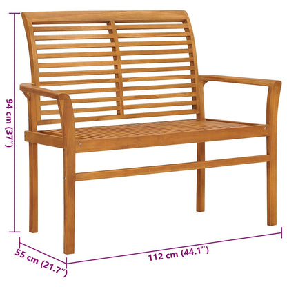 Panca da Giardino con Cuscino Antracite 112 cm in Legno di Teak