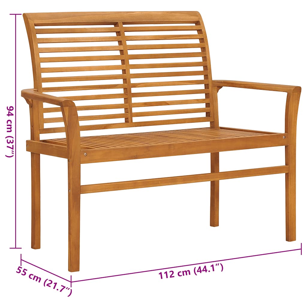 Garden Bench and Cushion Taupe Gray 112 cm Solid Teak