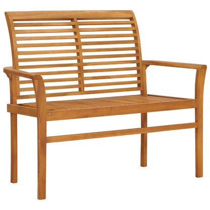 Panca da Giardino con Cuscino Grigio a Quadri 112 cm Legno Teak | homemem39