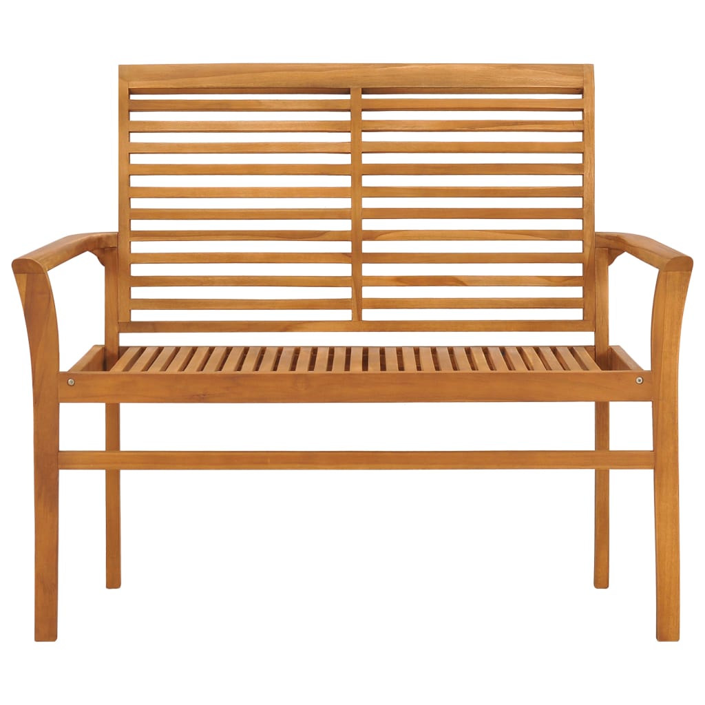 Panca da Giardino con Cuscino Grigio a Quadri 112 cm Legno Teak | homemem39