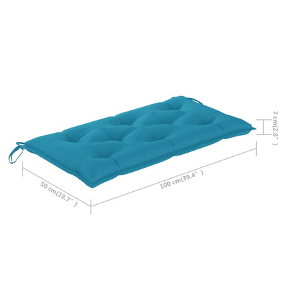 Panca da Giardino con Cuscino Azzurro 112 cm in Legno di Teak - homemem39