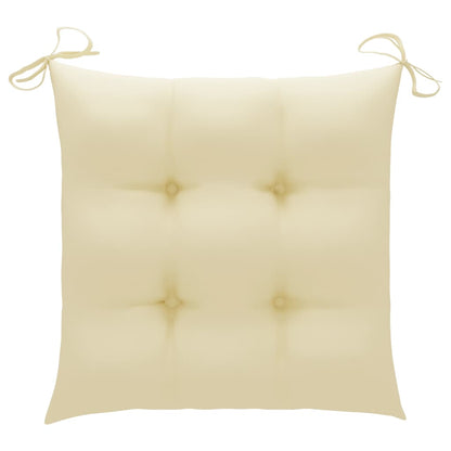 Sedia a Dondolo con Cuscino Bianco Crema in Legno di Teak | homemem39