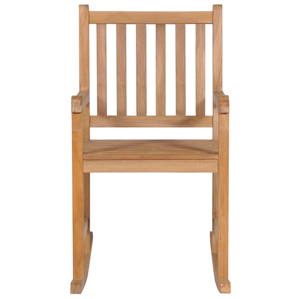 Sedia a Dondolo con Cuscino Bianco Crema in Legno di Teak | homemem39