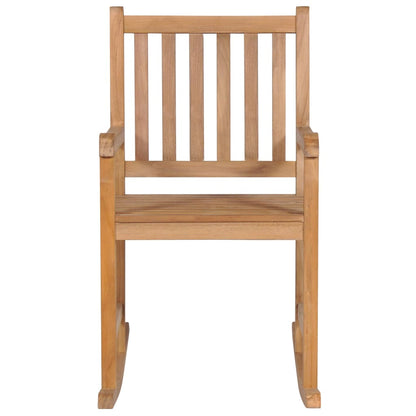 Sedia a Dondolo con Cuscino Bianco Crema in Legno di Teak | homemem39