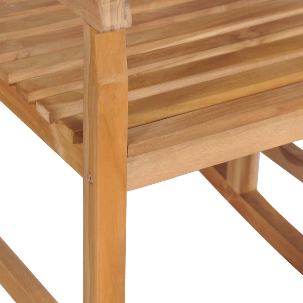Sedia a Dondolo con Cuscino Bianco Crema in Legno di Teak | homemem39