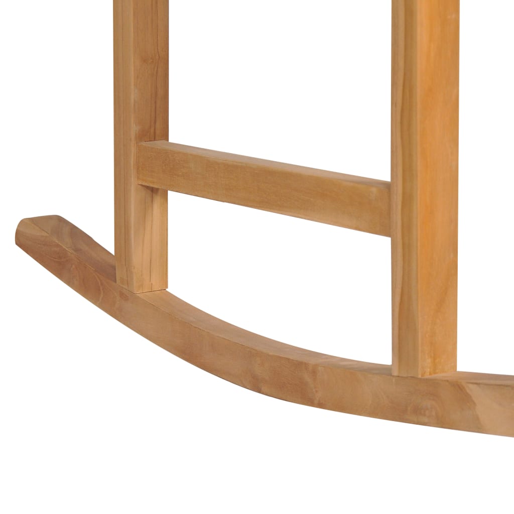 Sedia a Dondolo con Cuscino Bianco Crema in Legno di Teak | homemem39