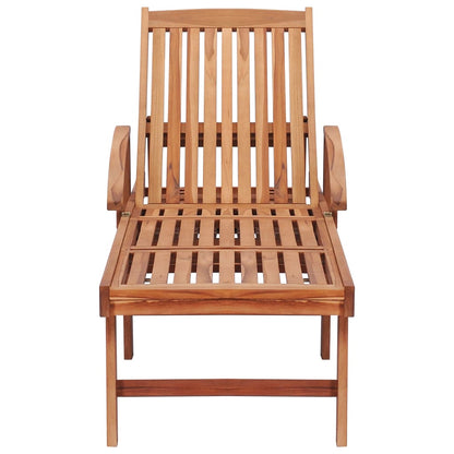 Lettino Prendisole con Cuscino in Massello di Teak Blu Reale