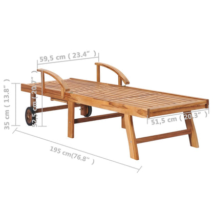 Lettino Prendisole con Tavolo e Cuscino in Massello di Teak - homemem39