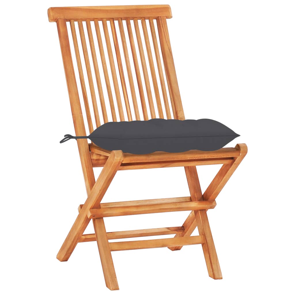 Set da Bistrot 3 pz con Cuscini Antracite in Massello di Teak | homemem39