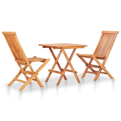 Set da Bistrot 3 pz con Cuscini Grigi in Legno Massello di Teak | homemem39