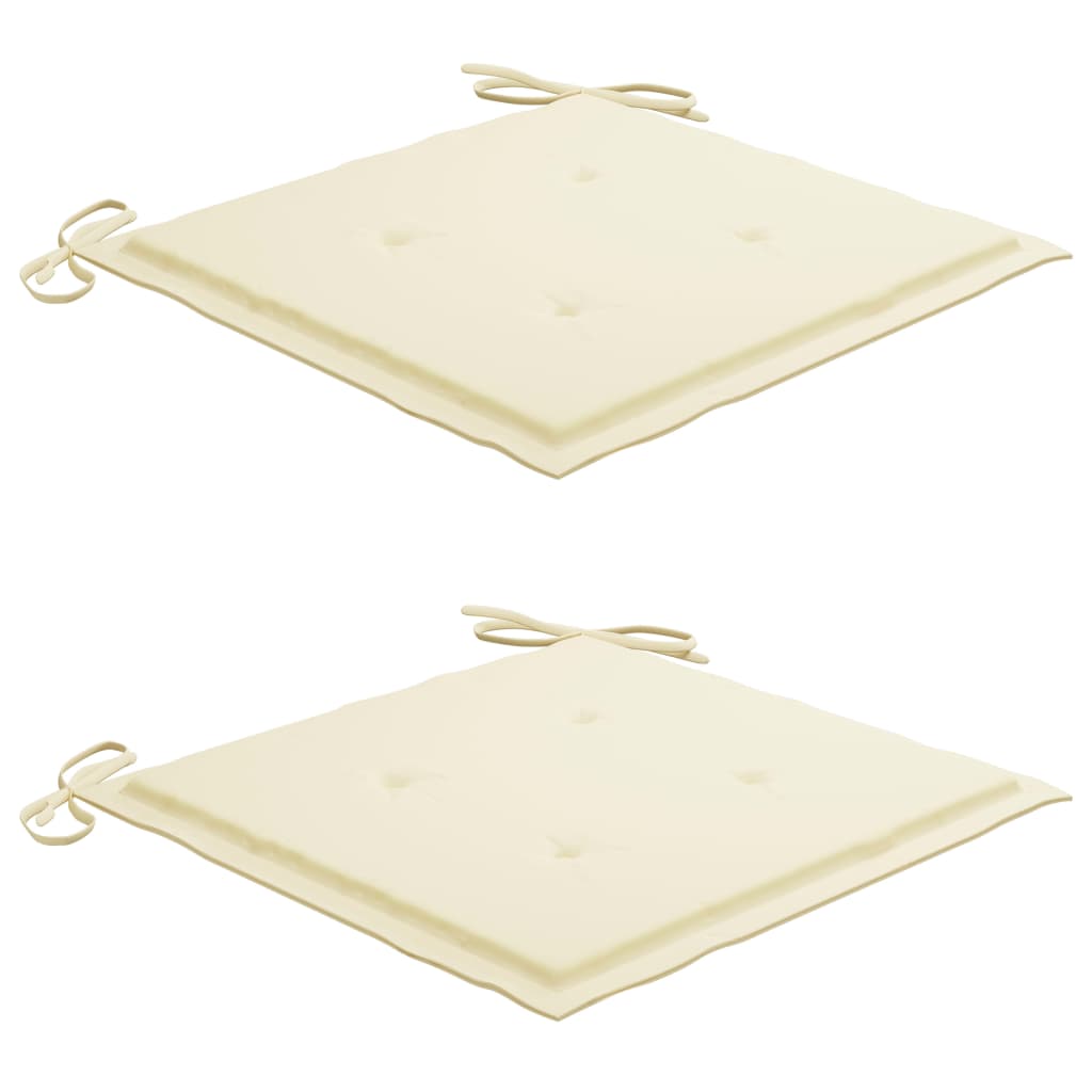 Sedie da Giardino 2 pz con Cuscini Crema Massello di Teak
