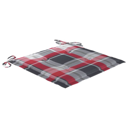 Sedie Giardino 2 pz con Cuscino Rosso a Quadri Massello di Teak - homemem39