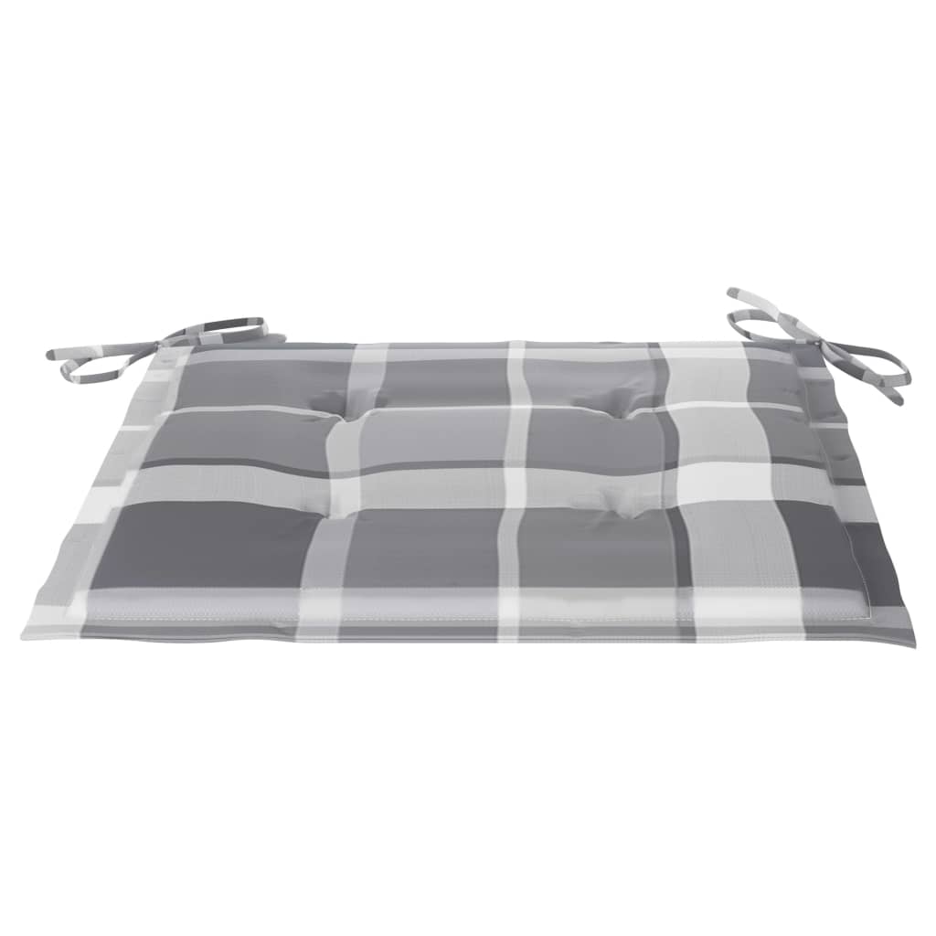 Sedie Giardino 2 pz con Cuscino Grigio a Quadri Legno di Teak - homemem39