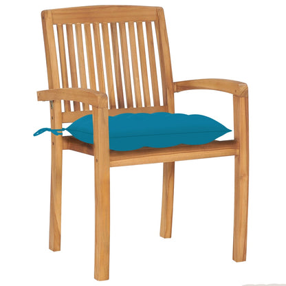 Sedie da Giardino 2 pz con Cuscini Azzurro in Teak Massello | homemem39
