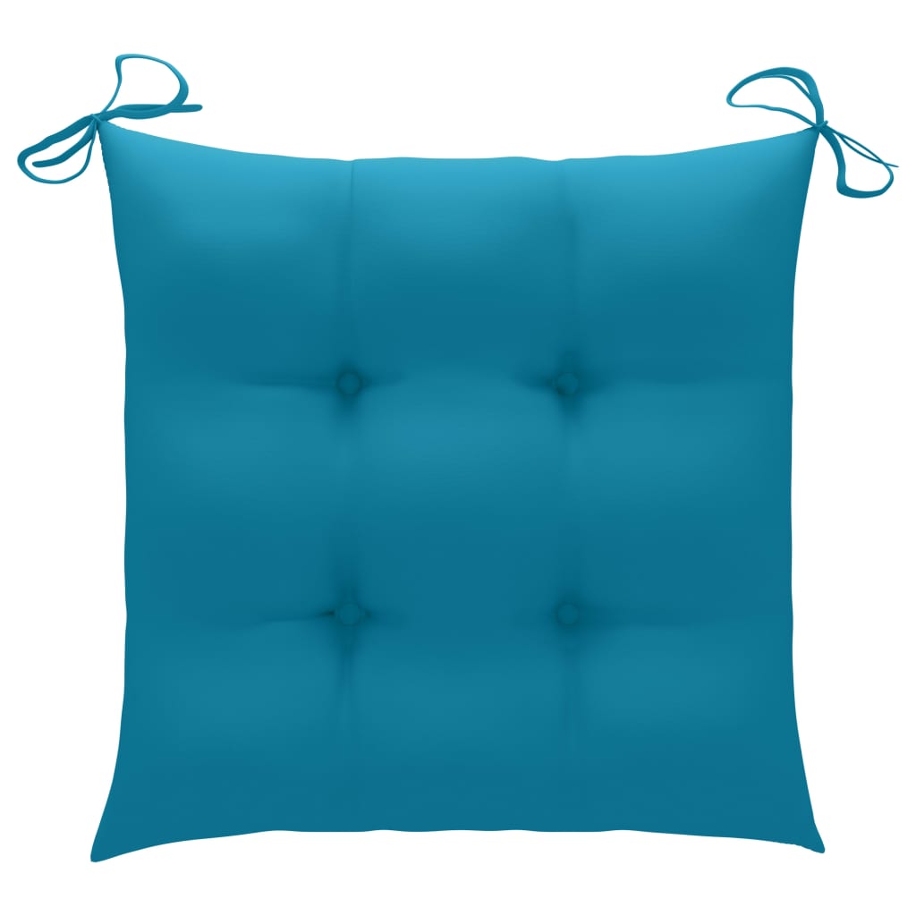 Sedie da Giardino 2 pz con Cuscini Azzurro in Teak Massello | homemem39