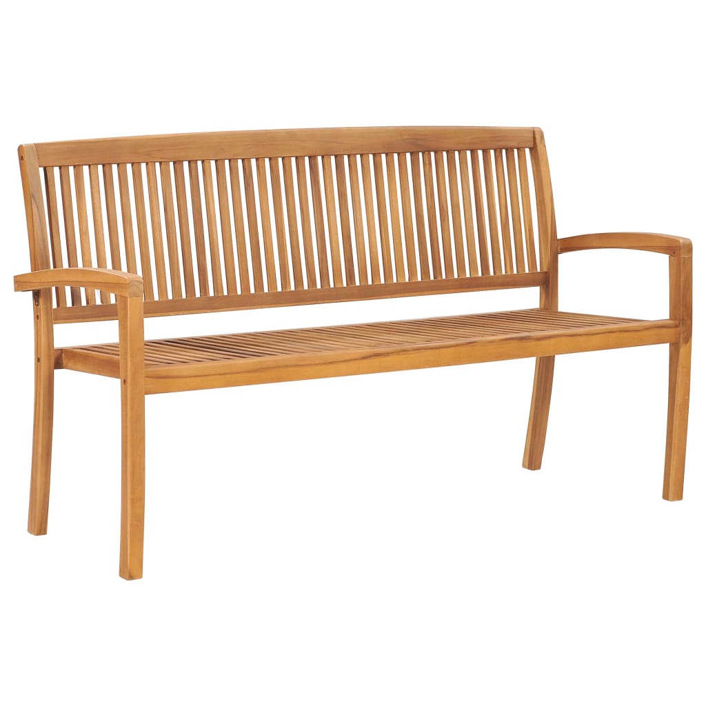 Panchina da Giardino Impilabile e Cuscino 159cm Teak Massello | homemem39
