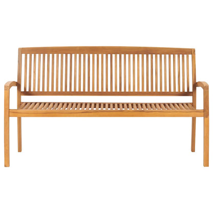 Panchina da Giardino Impilabile con Cuscino 159cm Teak Massello | homemem39
