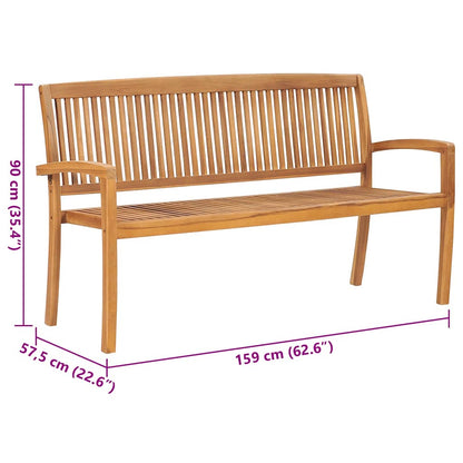 Panchina da Giardino Impilabile con Cuscino 159cm Teak Massello | homemem39