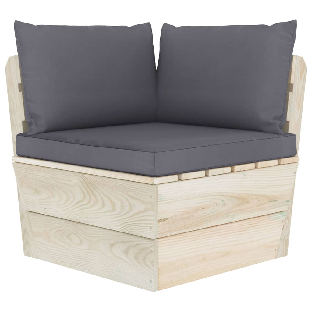 Divano Angolare da Giardino su Pallet e Cuscini Legno di Abete | homemem39