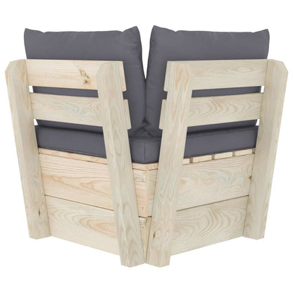 Divano Angolare da Giardino su Pallet e Cuscini Legno di Abete | homemem39
