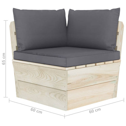 Divano Angolare da Giardino su Pallet e Cuscini Legno di Abete | homemem39