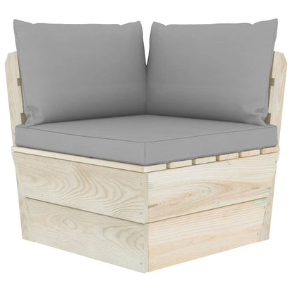 Divano Angolare da Giardino su Pallet e Cuscini Legno di Abete | homemem39