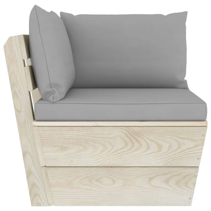 Divano Angolare da Giardino su Pallet e Cuscini Legno di Abete | homemem39