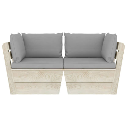 Divano da Giardino a 2 Posti su Pallet con Cuscini Legno Abete - homemem39