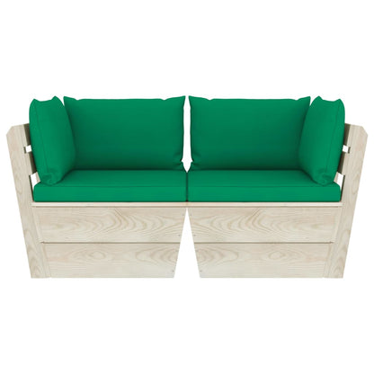 Divano da Giardino a 2 Posti su Pallet con Cuscini Legno Abete | homemem39