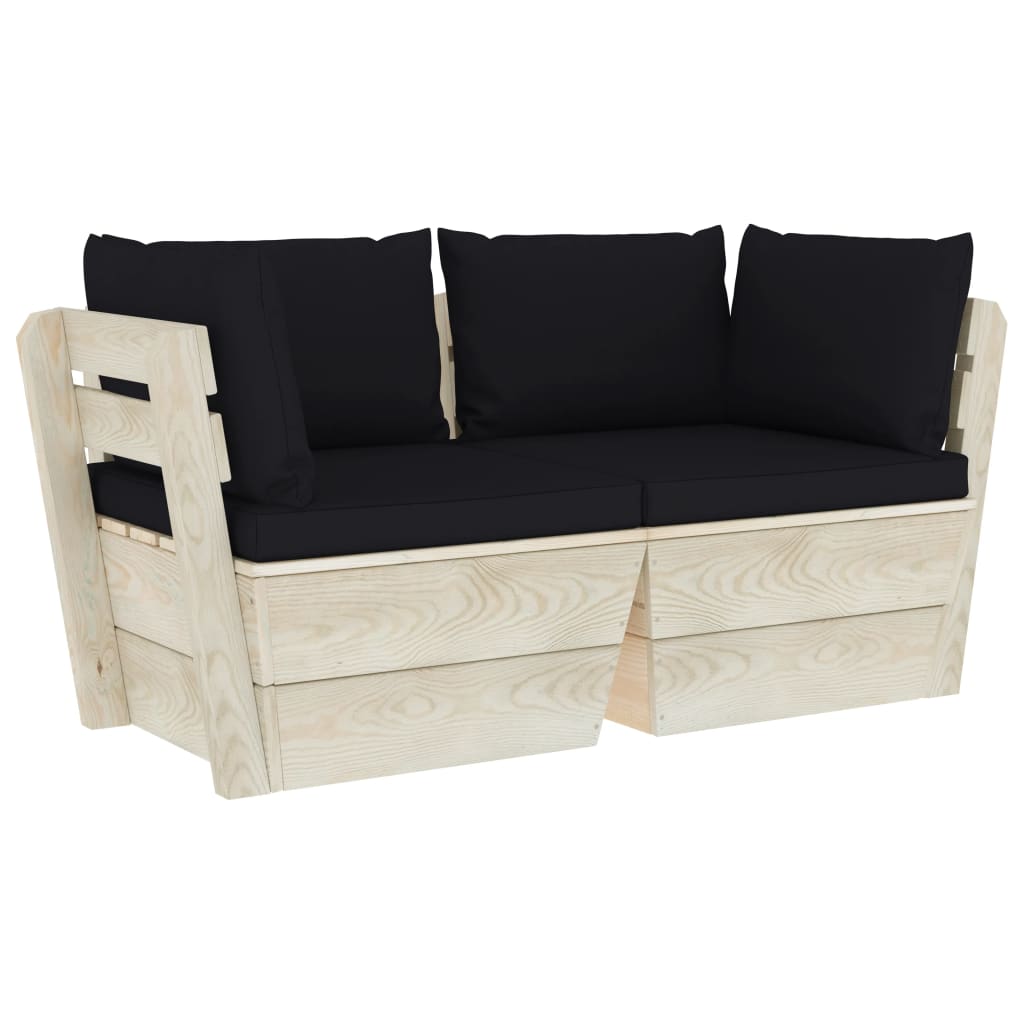Divano da Giardino a 2 Posti su Pallet con Cuscini Legno Abete | homemem39