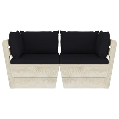 Divano da Giardino a 2 Posti su Pallet con Cuscini Legno Abete - homemem39