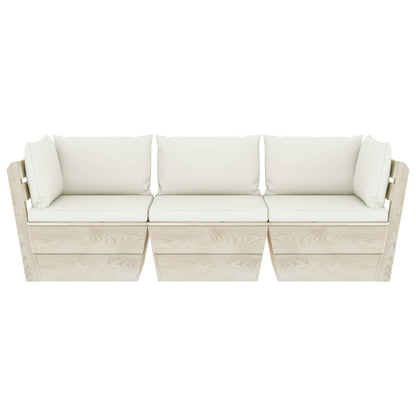 Divano da Giardino a 3 Posti su Pallet con Cuscini Legno Abete