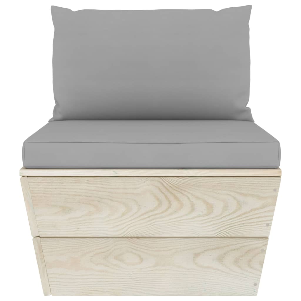 Divano da Giardino a 4 Posti su Pallet con Cuscini Legno Abete