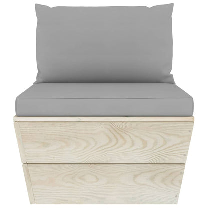 Divano da Giardino a 4 Posti su Pallet con Cuscini Legno Abete