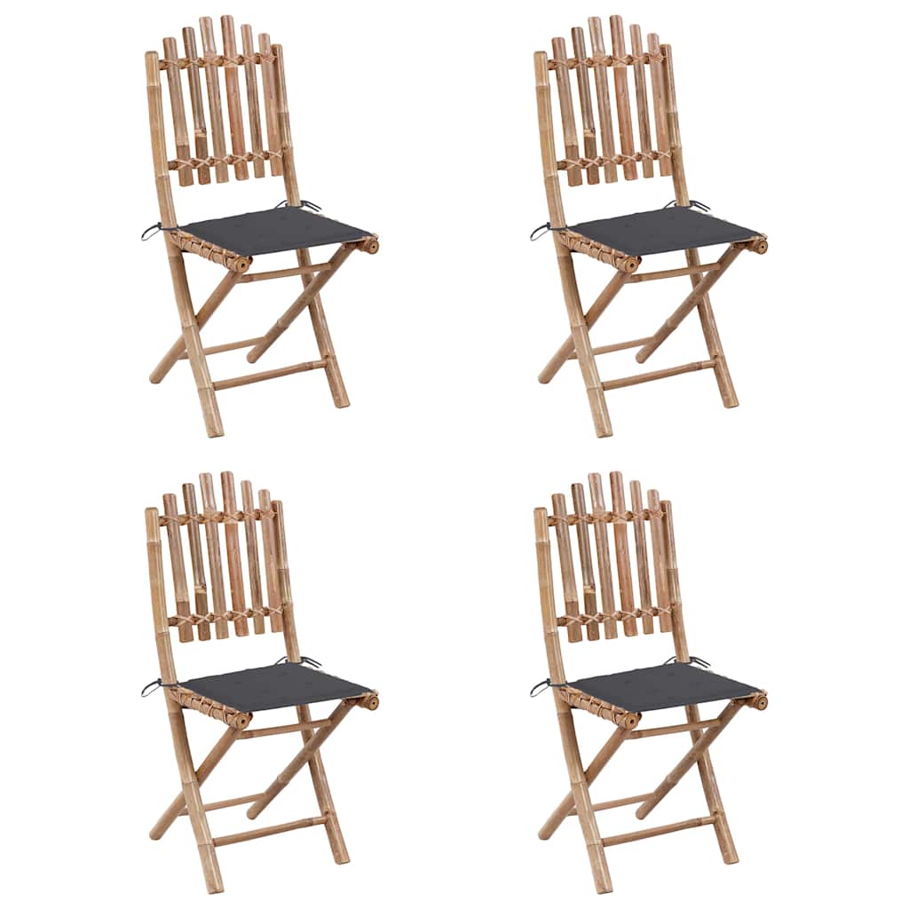 Set da Pranzo da Giardino 5 pz Pieghevole con Cuscini in Bambù