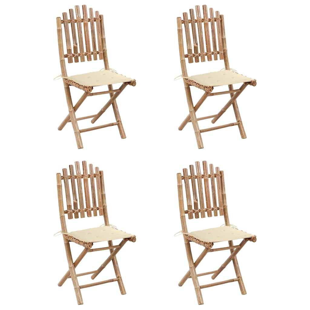 Set da Pranzo da Giardino 5 pz Pieghevole con Cuscini in Bambù