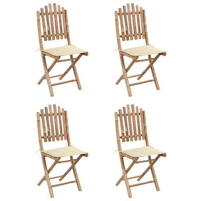 Set da Pranzo da Giardino 5 pz Pieghevole con Cuscini in Bambù