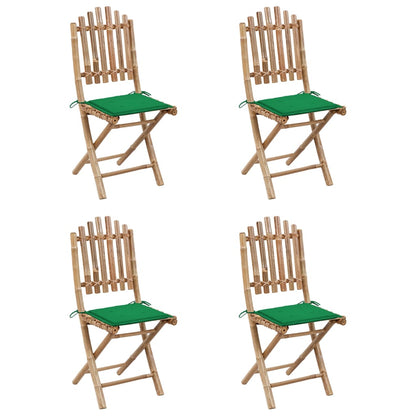 Set da Pranzo da Giardino 5 pz Pieghevole con Cuscini in Bambù | homemem39