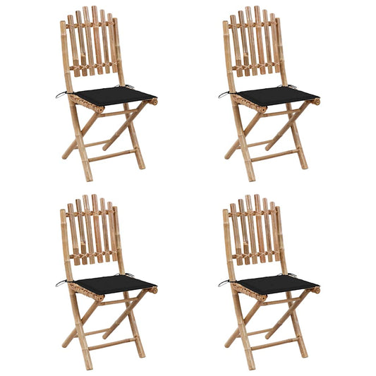 Set da Pranzo da Giardino 5 pz Pieghevole con Cuscini in Bambù