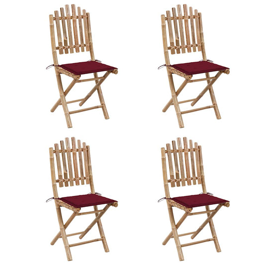 Set da Pranzo da Giardino 5 pz Pieghevole con Cuscini in Bambù | homemem39