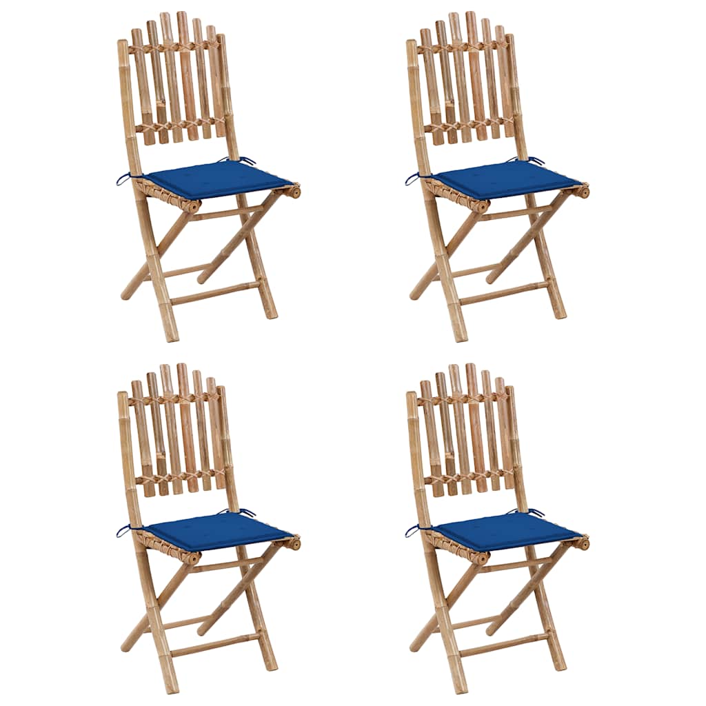 Set da Pranzo da Giardino 5 pz Pieghevole con Cuscini in Bambù