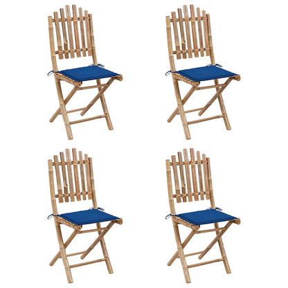 Set da Pranzo da Giardino 5 pz Pieghevole con Cuscini in Bambù